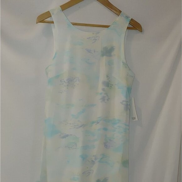 Tobi Sleeveless Tank Shift Dress Strappy Back Green Blue Off White Watercolor S - Picture 7 of 8